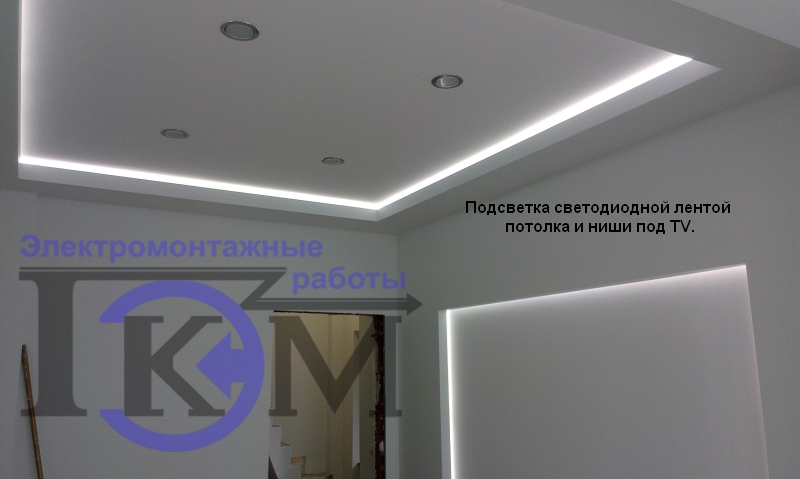 Подсветка потолка светодиодной лентой